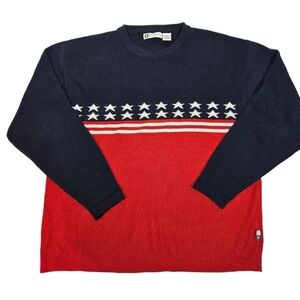 Vintage 90s Xtremegear Stars Stripes‎ American Flag Crew Neck Sweater Siz Medium